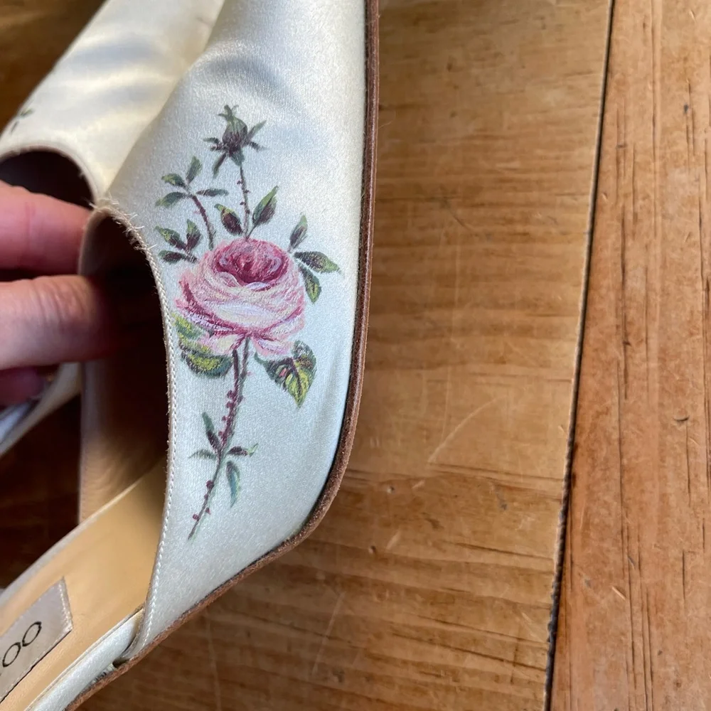 Jimmy Choo Vintage White Floral Women's Wedding Shoes - Picture 5 of 16